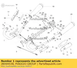 Aqui você pode pedir o coletor de escape direito em Piaggio Group , com o número da peça 2B004538: