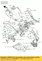 14091074011J, Kawasaki, couvercle, pivot, rh, f.s.noir kawasaki kle versys b a abs 650 , Nouveau