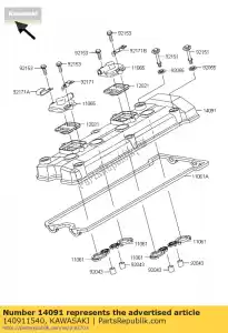 kawasaki 140911540 cubierta, cabeza zr1000-a1 - Lado inferior