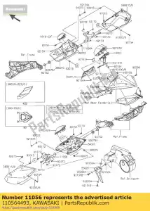 Kawasaki 110564493 support, couvercle latéral, lh - La partie au fond