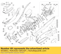 rechts oplopende voetsteun van Piaggio Group, met onderdeel nummer 655843, bestel je hier online: