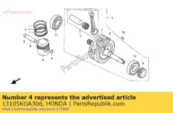 zuiger (1. 00) van Honda, met onderdeel nummer 13105KGA306, bestel je hier online: