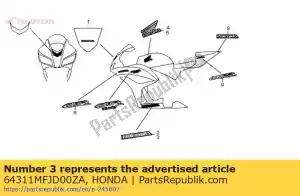 Honda 64311MFJD00ZA marca, r. debajo de la capucha - Lado inferior