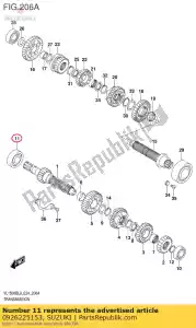 suzuki 0926225153 rodamiento, 25x62x1 - Lado inferior