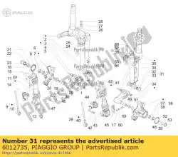 Here you can order the left complete steering tube from Piaggio Group, with part number 6012735: