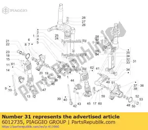 Piaggio Group 6012735 left complete steering tube - Bottom side