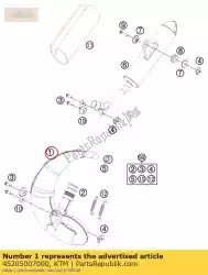 Aqui você pode pedir o coletor de escape jun / mini 2009 em KTM , com o número da peça 45205007000: