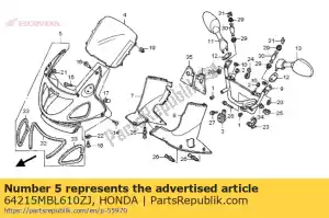 Honda 64215MBL610ZJ ensemble de capot, fr. supérieur (wl) - La partie au fond