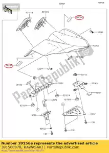 Kawasaki 391560978 almohadilla, 13x43x12 - Lado inferior