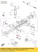 33032Y002, Kawasaki, braço oscilante do eixo lh kvf300ccf kawasaki  brute force kvf 300 2012 2013 2015 2016 2017 2018 2020 2021, Novo