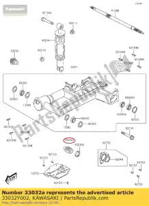 kawasaki 33032Y002 braço oscilante do eixo lh kvf300ccf - Lado inferior