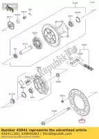 420411260, Kawasaki, tandwielnaaf, 43t kl650-a1 kawasaki  klr tengai 650 1987 1988 1989 1990 1991 2017 2018, Nieuw