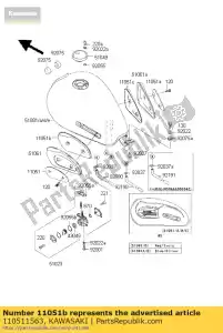 Kawasaki 110511563 suporte, joelheira, lh - Lado inferior