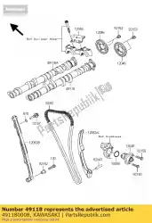 Here you can order the camshaft-comp,intake from Kawasaki, with part number 491180008: