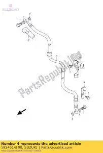 Suzuki 5924514F00 abrazadera, cable brk - Lado inferior