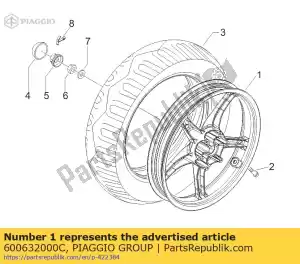 Piaggio Group 600632000C roda traseira - Lado inferior