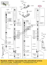 Ici, vous pouvez commander le amortisseur-assy, ?? F. Ou (828) + t. Auprès de Kawasaki , avec le numéro de pièce 44071072348R: