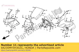 Honda 64230MY5H30ZC cowl comp., r. upper *r25 - Bottom side
