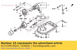 honda 91315MCS003 seal, oil path pipe, 20.3mm - Bottom side