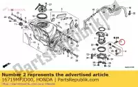 16719MFJD00, Honda, amortiguador, conector honda cbr  fa vt shadow ca vfr f cb hornet a spirit c2 cbf s c2s rr crosstourer x cs r ra black c2b rra fireblade na c repsol rs dtc fd sa xd n rrs rw rt ft hannspree dct cb600f cb600fa cbr125rw cbr600rr vt750c2 cbf600n cbf600na cbf600s cbf600sa cbr1000rr, Nuevo