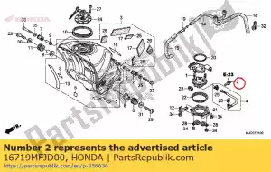 Honda 16719MFJD00 amortiguador, conector - Lado inferior