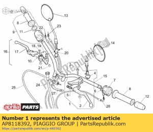 aprilia AP8118392 clutch control lever complete - Bottom side