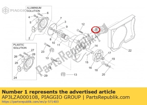 aprilia AP3LZA000108 couvercle de volant. noir - La partie au fond