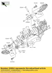 kawasaki 320540043 bracket-step, lh kx250w9f - Lado inferior