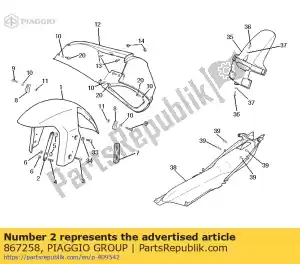 Piaggio Group 867258 front splash guard support - Bottom side