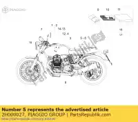 2H000027, Piaggio Group, rechter zijpaneel sticker moto-guzzi v 750 2012 2014, Nieuw