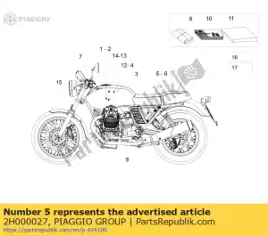 Piaggio Group 2H000027 etiqueta del panel lateral derecho - Lado inferior