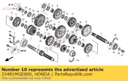 Aqui você pode pedir o engrenagem, quarto contraeixo em Honda , com o número da peça 23481MGE000: