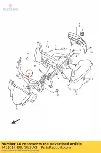 Suzuki 9451017H00 cinta comp, capuz - Lado inferior