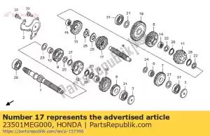 honda 23501MEG000 tandwiel, tussenas vijfde (23t) - Onderkant