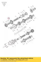 versnelling uitgang 2e 39 van Triumph, met onderdeel nummer T1189002, bestel je hier online: