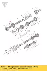 triumph T1189002 versnelling uitgang 2e 39 - Onderkant