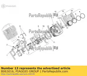 Piaggio Group B063016 pino do pistão - Lado inferior
