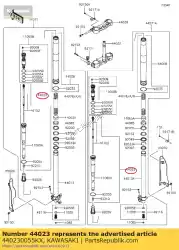 Ici, vous pouvez commander le fourchette de cylindre, argent auprès de Kawasaki , avec le numéro de pièce 440230055KX: