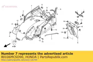 Honda 80106MCSD90 fender b, rr. - Onderkant