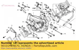 Honda 90101MEN670 bout, flens, 10x132 - Onderkant