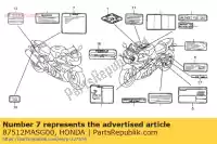 87512MASG00, Honda, etiqueta, accesorio l honda cbr fireblade rr cbr900rr 900 , Nuevo