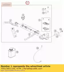 Ici, vous pouvez commander le cylindre de frein à main cpl. 10 mm auprès de KTM , avec le numéro de pièce 70013001100: