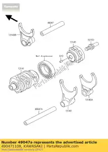 kawasaki 490471108 rod-shift, l = 90 kx250-l3 - Onderkant