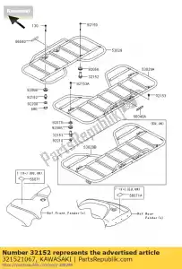 kawasaki 321521067 tubo, transportador frontal kvf400-a1 - Lado inferior