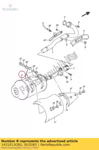 suzuki 1431013GB2 uitlaatdemper - Onderkant