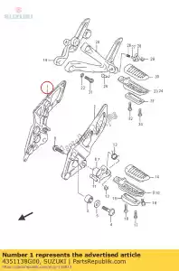 Suzuki 4351138G00 suporte, footr.r - Lado inferior