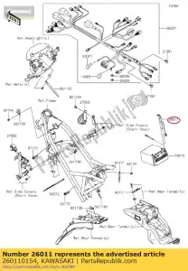 kawasaki 260110154 fio-chumbo, bateria (-) klx140a8f - Lado inferior