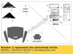 Aprilia 859991, Naklejka na przedni? szyb? po prawej stronie, OEM: Aprilia 859991