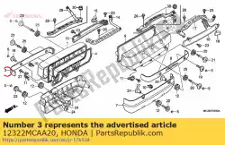 Ici, vous pouvez commander le emblème, r. Le couvre-culasse auprès de Honda , avec le numéro de pièce 12322MCAA20: