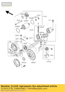 kawasaki 211631278 démarreur-électrique bn125-a1 - La partie au fond